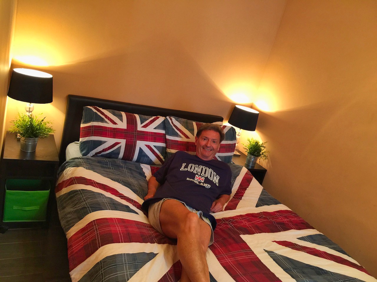 Ron on a most British bed!